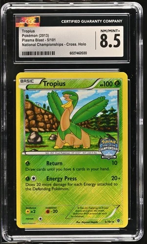 2013 Tropius 5/101 Pokemon Plasma Blast National Champs Crosshatch Holo CGC 8.5