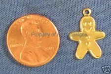 50pc Raw Brass X-MAS Gingerbread Man Cookie Charms 4829