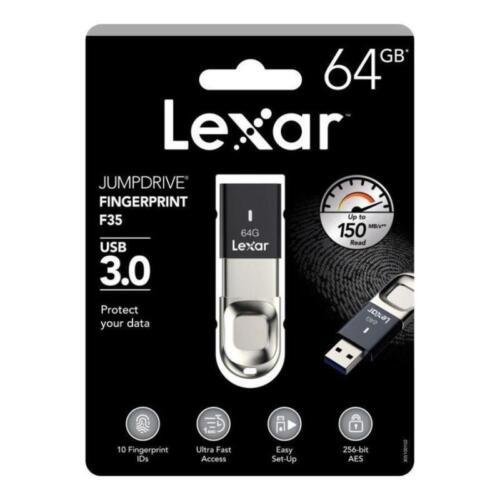 New Lexar JumpDrive Fingerprint F35 PRO 64GB 128GB 256GB USB 3.0 USB Flash Drive - Picture 3 of 17