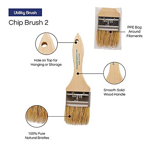 Chip Paint Brushes - 12 Ea 2 Inch Chip Paint Brush - Picture 3 of 9
