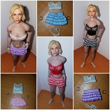 1/12 Scale tbleague Phicen Plaid Skirt and Lace Top Thong Bracelets Handmade