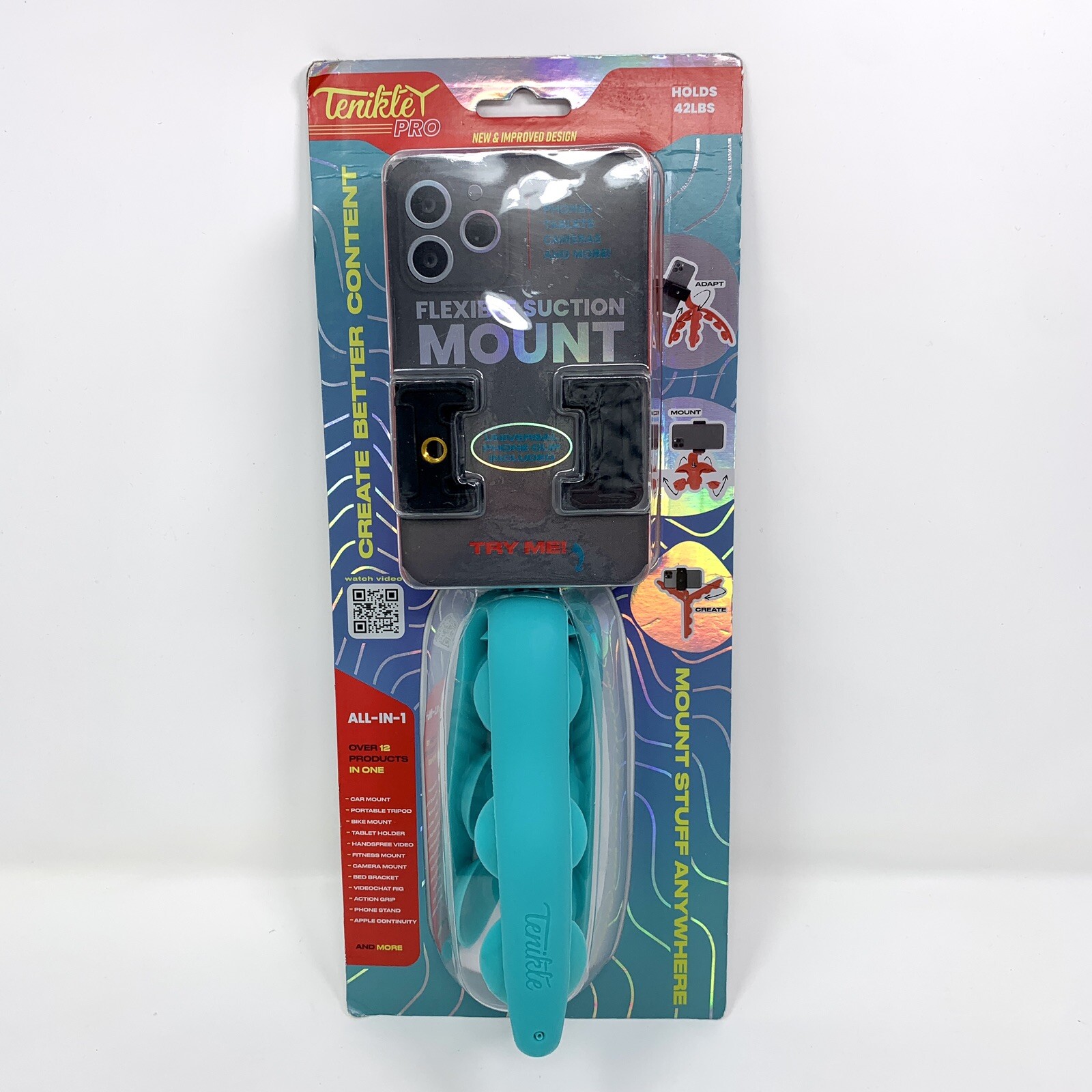 Tenikle Pro Flex Tripod with Suction Cup for Cameras & Phones in Teal