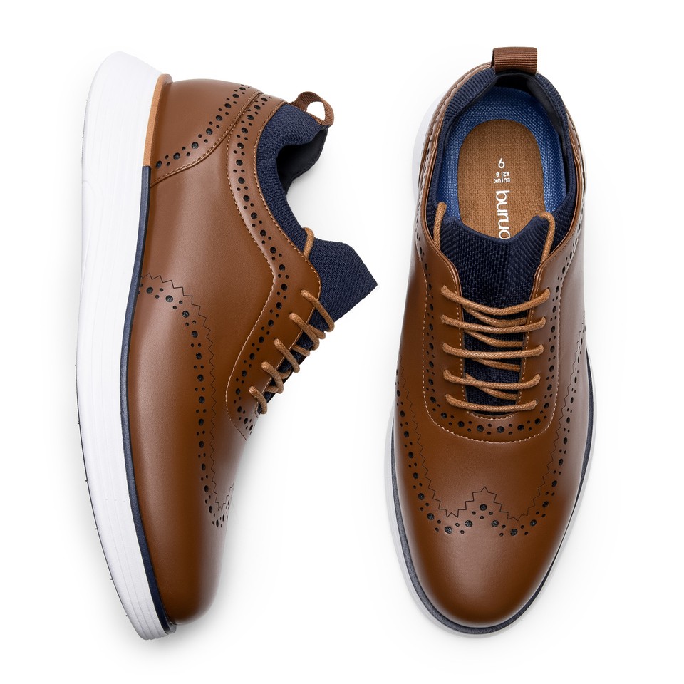 Men's Dress Sneakers Men's Size 11 Dress Sneakers - Wingtip Brogue Oxford Style, Faux Leather, Comfortable Dr. Comfort Wingtip Dress Shoes For Men