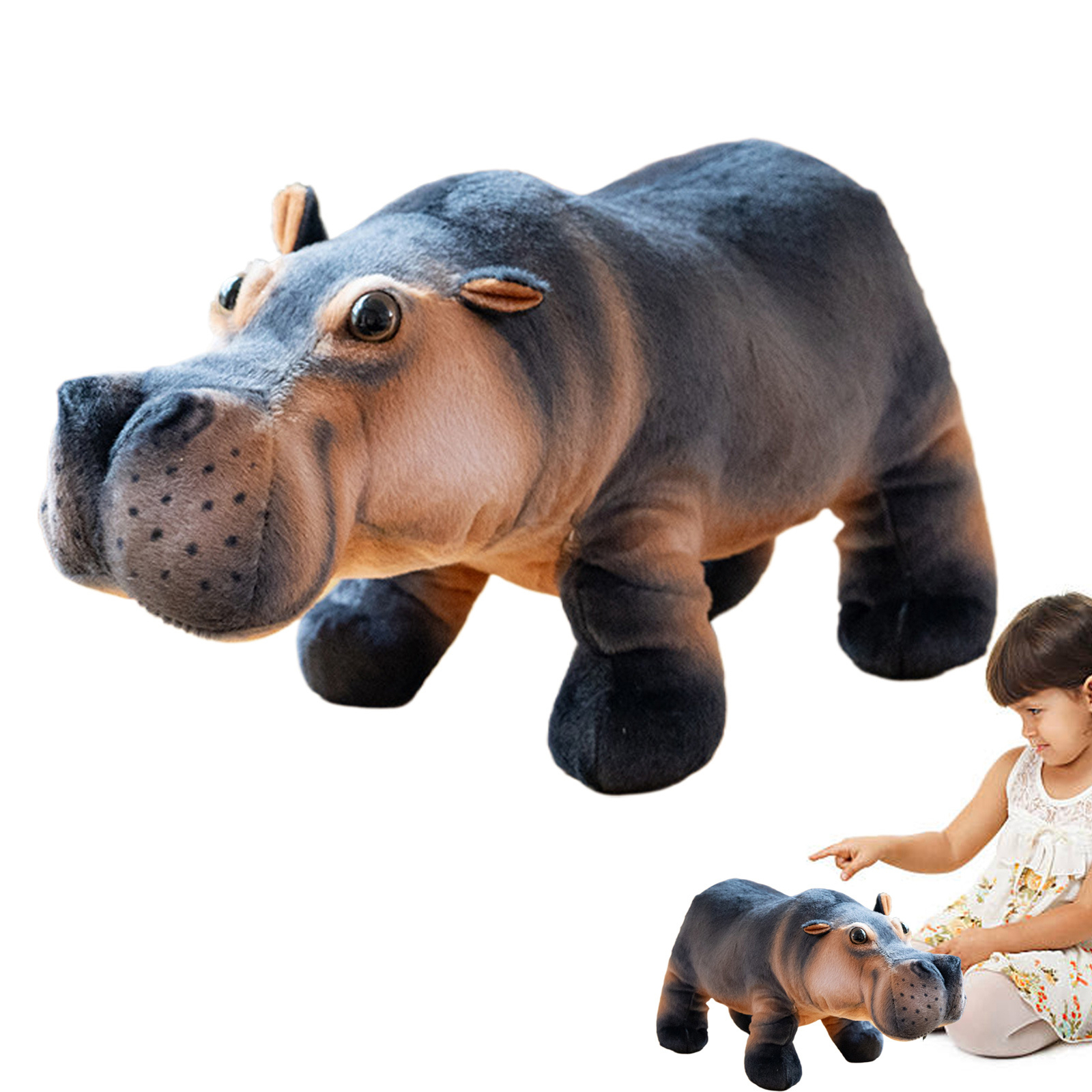 12'' Standing Hippo Stuffed Animal Plush Toy Deng Hippo Plush Toy New