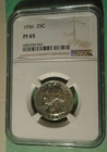 1956 PROOF WASHINGTON QUARTER 25C NGC CERTIFIED PF 65 some toning graded coin