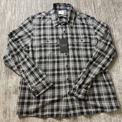 7 Diamonds Shirt Mens XXL Black Gray Plaid Generation Soft Flannel Stretch
