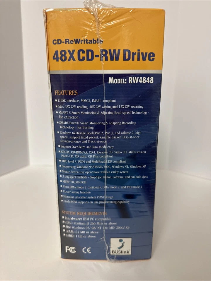 BUSlink 48X CD-RW Drive Model: RW4848 - BRAND NEW IN PLASTIC! - Image 3 of 4