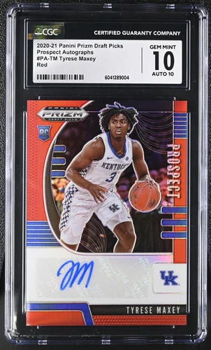 2020 Panini Prizm DP Prospects Tyrese Maxey Signed Red CGC 10 Auto 10