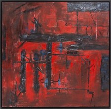 Tribal Story Hand-Painted Canvas Art | Red and Black