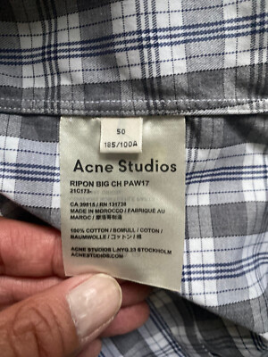 Acne Studion Ripon Big Ch Checkered Button Shirt Slim sz 50 M