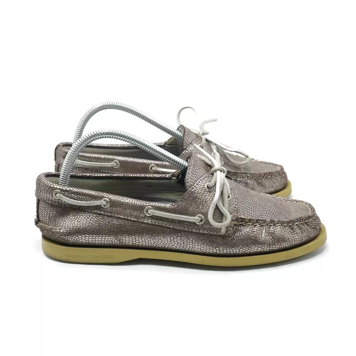 Sperry Top Sider STS90175 Womens Metallic Boat Shoes Silver Metallic 9.5 M