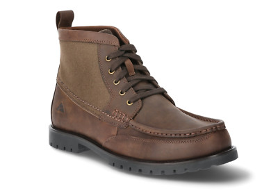 Ozark Trail Men's Leather Brown Lace-Up Rolled Moc Toe Rugged Chukka Boots: 9-12