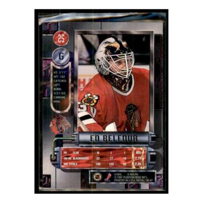 1996 Metal Universe #25 Ed Belfour Chicago Blackhawks Hockey Card