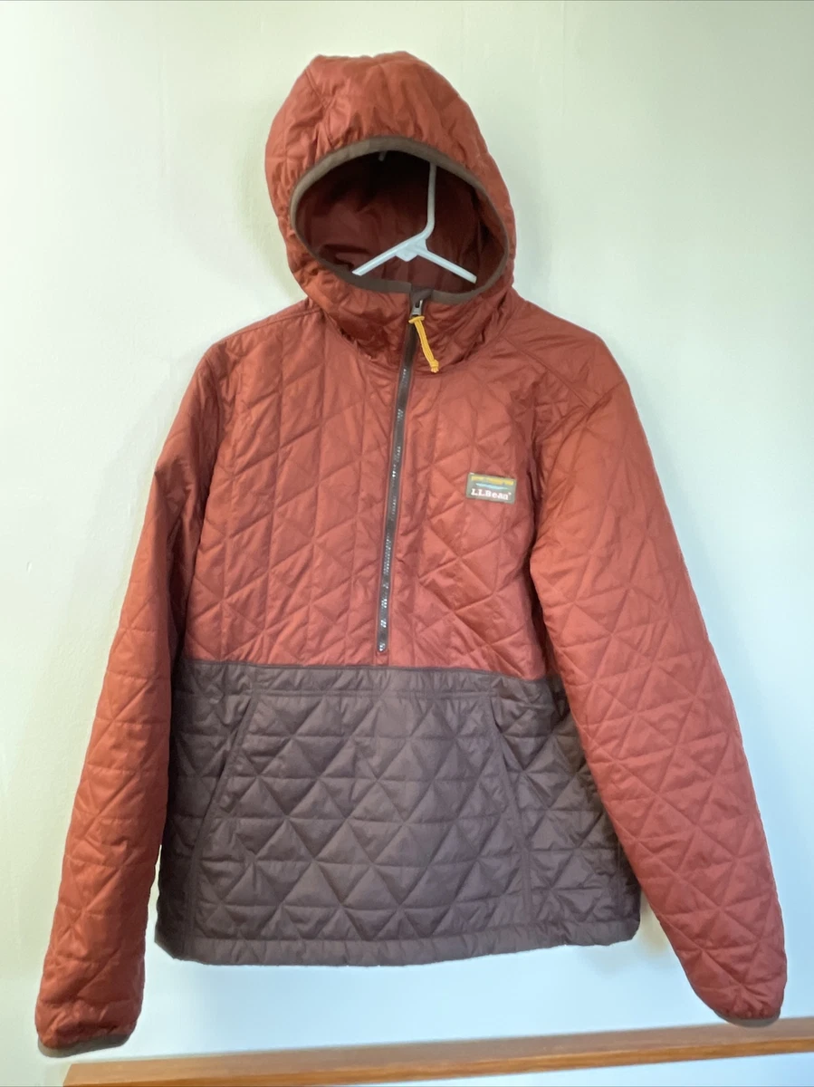 LL Bean Katahdin Insulated Colorblock Quilted Primaloft Jacket Red Maroon M