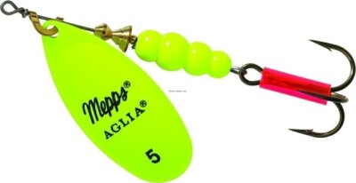 Mepps Aglia In-Line Spinner 1/2 Oz PlainTreble Hook Hot Chartreuse Blade B5 HC