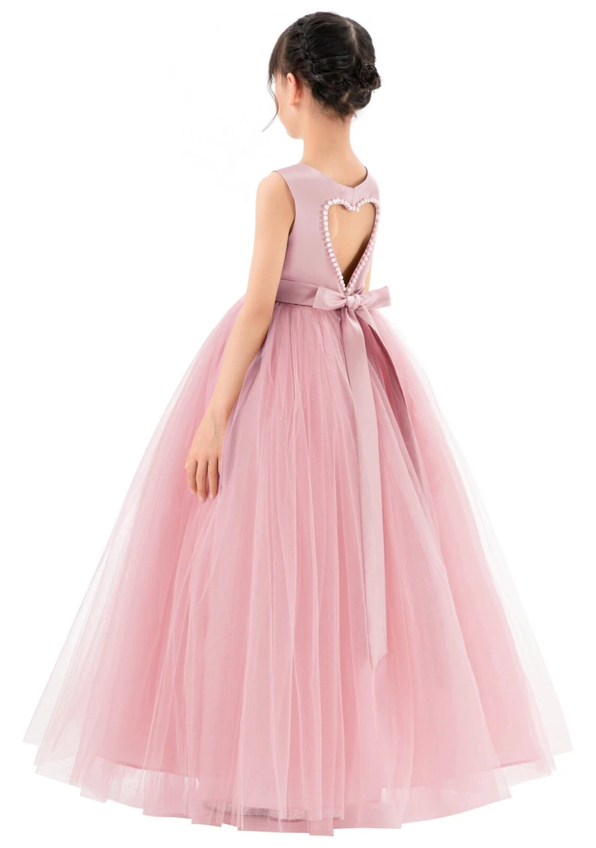 open lace back dress Amazon.com: GZCYL Pink Pageant Dresses for Little Girls Long 3D Applique  Tulle Kids Prom Graduation Ball Gowns : Clothing, Shoes & Jewelry