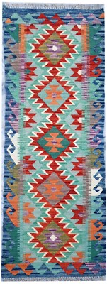 TASH Läufer Handarbeit Afghan Tribal Reine Wolle Flur Kelim Teppich 195x67 cm