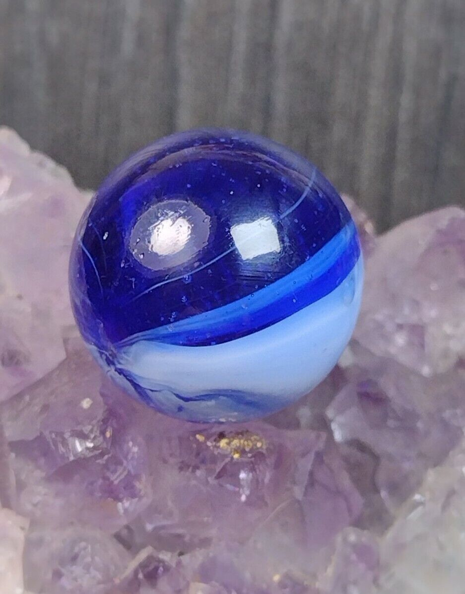 Stunning COBALT Blue Patch MYSTERY MASTER Style Vintage Marbles .68" NM-