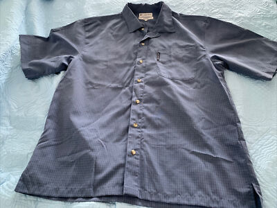 Columbia Mens Size Med Color Blue Check S/Sleeve Button Casual Shirt Free Ship!