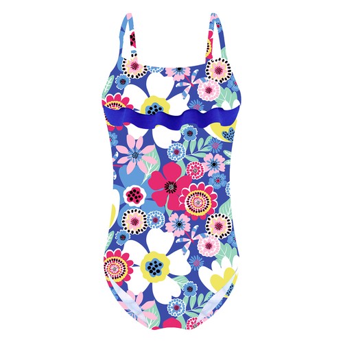 Girls One Piece Swimsuit Criss Cross Back Swimwear Printed Swim Bathing Suit - Picture 69 of 90