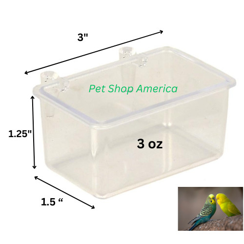 Parakeet  Feeder Seed Water Small 3 oz Clear Cup  Set of 4  3"x1.5” Canary Bird