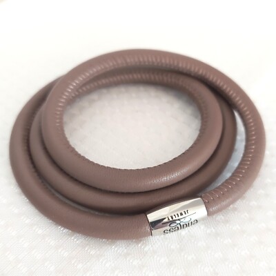 Endless Leather Charm Bacelet Chocolate Brown Triple Wrap Magnetic Clasp
