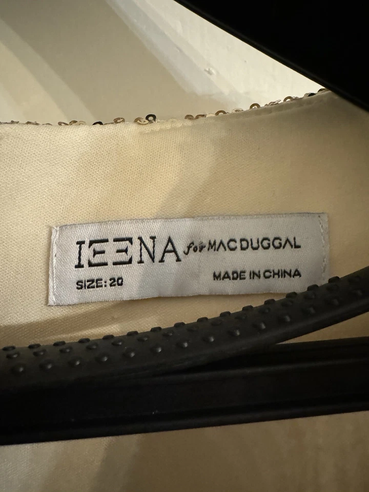 Vestido IEENA Mac Duggal Baile de graduación Talla 20 Crema Beige Lentejuelas Formal Madre Hermana Novia Foto 2 de 4