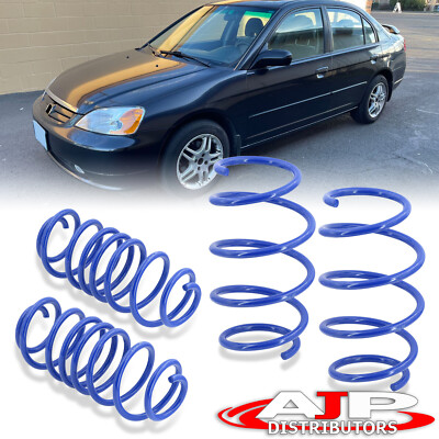 Blue JDM Drop Suspension Lowering Springs Kit For 2001-2005 Honda Civic 2DR 4DR