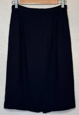Vintage Liz Claiborne Black Pleated 100 Wool A-Line Skirt Women's - 6