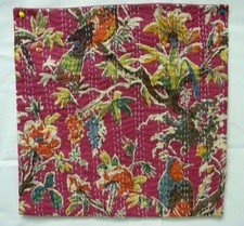 CU155 MAGENTA KANTHA PILLOW COVER IMPORTED INDIA 15.5 X 15.5 BIRD PATTERN