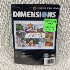 2002 Dimensions Seasonal Welcome Counted Cross Stitch Kit 6916 New USA 7 x 5  