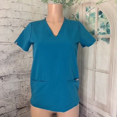 Figs Technical Collection Women's  Shirt Top Size XXS  Aqua Green Stretch