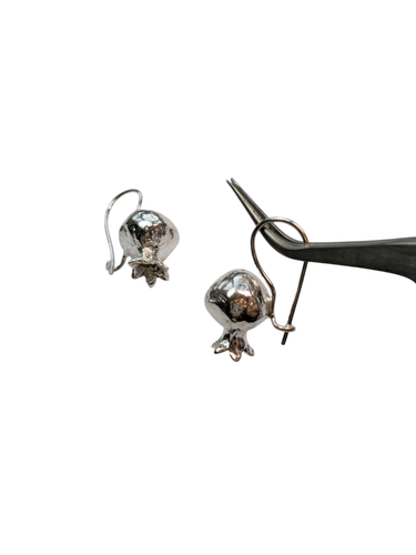Pomegranate Silver Earrings Jewellery Unhallmarked 925 (Not Stamped) - Picture 12 of 12
