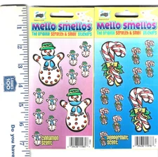 Vintage Mello Smello Christmas Scratch & Smell Scent Stickers-Candy Cane+Snowman