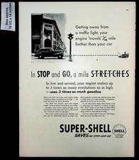 1938 Super Shell Oil Co. Stop Go Gasoline Car Service Vintage Print Ad 39367