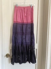 Flair Ombré beaded beach pool skirt Maxi Skirt Size XS to m Pink Purple