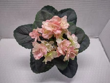 8" Artificial African violet (Pink With Green Edge) without pot