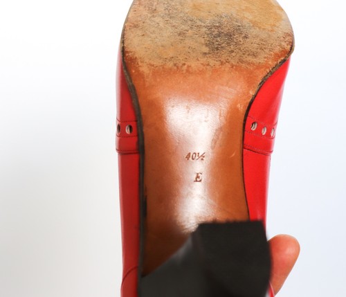 Scarpe Alain Harel - stringate / Mary Jane - pelle rossa - misura 39/6 - con scatola - Foto 10 di 10