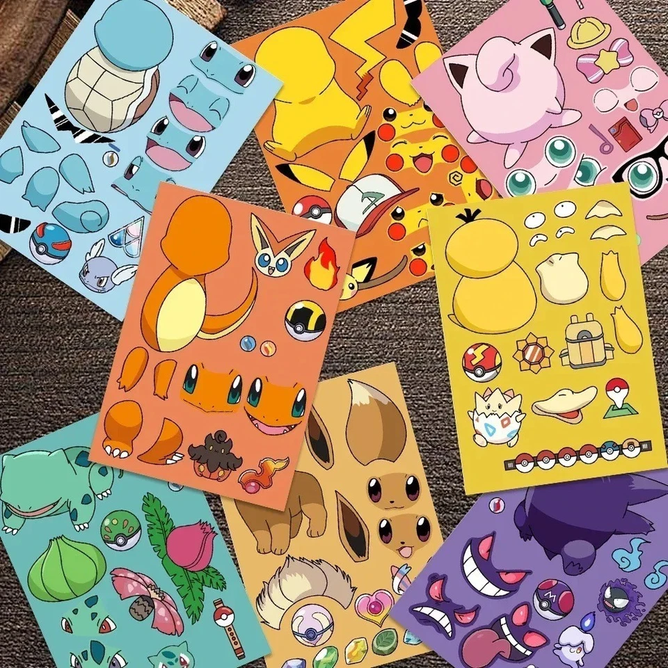 8 autocollants Puzzle Pikachu Jouets éducatifs enfants Stickers Pokémon visage - Photo 4/4