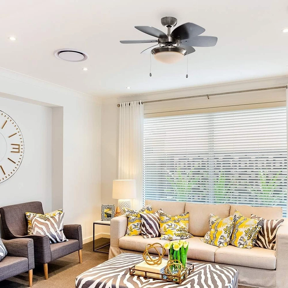 MiniSun 30"" Chrome Modern Ceiling Fan with Light & Reversible Blades, 3-Speed - Image 3 of 4