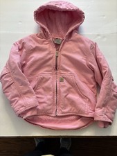 Carhartt Youth XS Size 6 Coat Duck Canvas Girls Sherpa Lined Hooded Jacket Pink