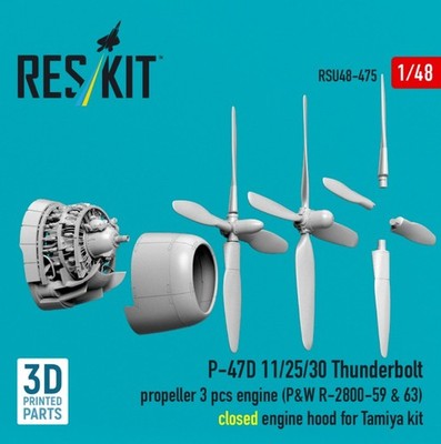 Reskit RSU48-0475 1:48 P-47D 11/25/30 Thunderbolt propeller (3 pcs)