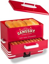 Game Day Hot Dog Steamer Bun Warmer Fits 20 Dogs 8 Buns Steams Pot Stickers