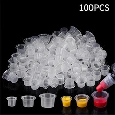 100Pcs Tattoo Ink Cups Plastic Pigment Clear Permanent Makeup Tattoo Accessory