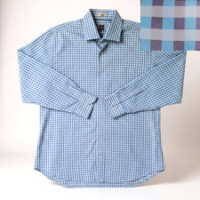PETER MILLAR Men  s Gingham Button Down Shirt XL 100 Cotton Blue Purple