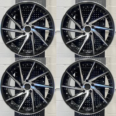 17'' Wheels 5x100 +35 CB73.1 Black Machined Lip 17x8.5 Voss Style Rims Set 4