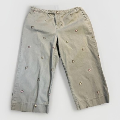Bay Studio Khakis Size 12 Cropped Capri Beige Brown Lawn Chairs Trousers (A21)