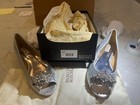 Badgley Mischka Taft Metallic Silver Sz 10 Open Toe Flat Shoes With Rhinestones — photo 8