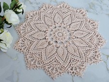 Crocheted Cotton Doily, Antique Rose Table Mat, Openwork Crochet Doily, New 