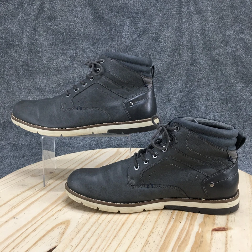 Sonoma Botas Para Hombres 13M Esteban 2 Botín Gris Imitación Cuero Con Cordones Tobillo Top Foto 2 de 4